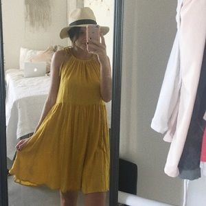 Wild blue mustard yellow dress